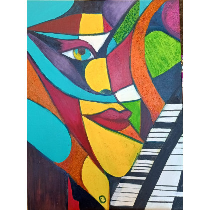 Śpiewające pianino, Bozena Chlopecka, olej + akryl