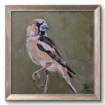 Justyna Zielonka - obrazy olejne - Grubodziub - cykl Ptaki foto #1