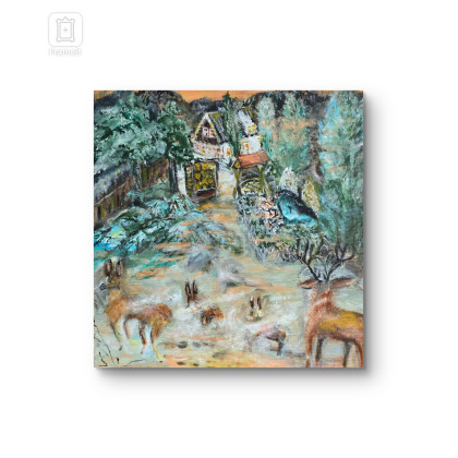 Zimowe igraszki, Krystyna Mościszko, obrazy akryl