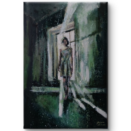 Wyjść z cienia -  obraz olejny 40x60 cm, Justyna Zielonka, obrazy olejne