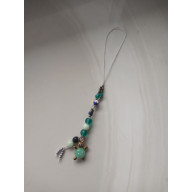 BRELOK DO KLUCZY,TOREBKI ZIELONY Z ŻÓŁWIKIEM