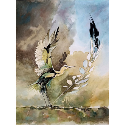 Sekret skrzydeł, Akwarela 24x32 cm, Joanna Tomczyk, obrazy akwarela