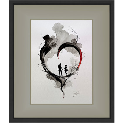 Joanna Tomczyk - obrazy akwarela - W objęciach serca, Akwarela 24x32 cm foto #4