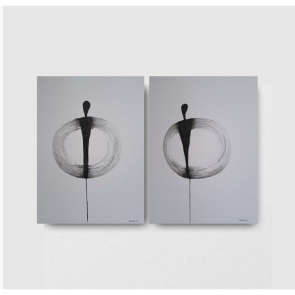 Postacie- dwie akwarele formatu 32/24 cm, Paulina Lebida, obrazy akwarela