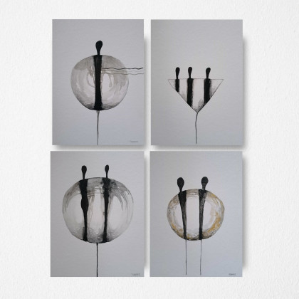 Postacie- cztery akwarele formatu 32/24 cm, Paulina Lebida, obrazy akwarela