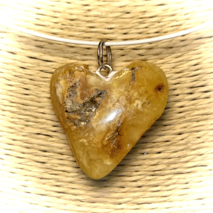 Zawieszka, serduszko z bursztynu w stylu ECO, Ewa Mikusek, zawieszki,breloczki