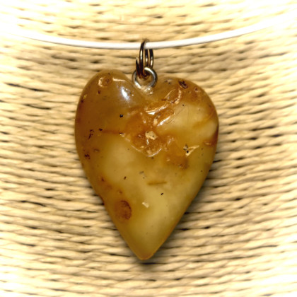 Zawieszka, serduszko z bursztynu w stylu ECO, Ewa Mikusek, zawieszki,breloczki