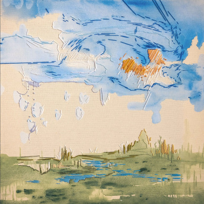 Chmurnie - haft obraz abstrakcja, Agnieszka Potocka-Makoś, obrazy tech. mieszana