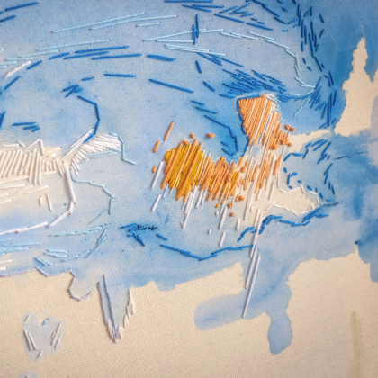 Agnieszka Potocka-Makoś - obrazy tech. mieszana - Chmurnie - haft obraz abstrakcja foto #2