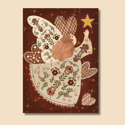 Folklorka i złota gwiazda. Plakat o wymiarach 29,7x42 cm A3, Iga Płachta, Grafika cyfrowa