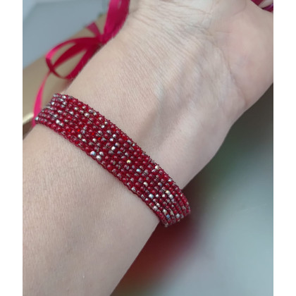 unikatart - korale,naszyjniki - Bransoletka Tkana Czerwona Z Koralików foto #2