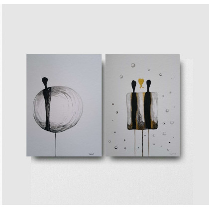 Postacie- dwie akwarele formatu 32/24 cm, Paulina Lebida, obrazy akwarela