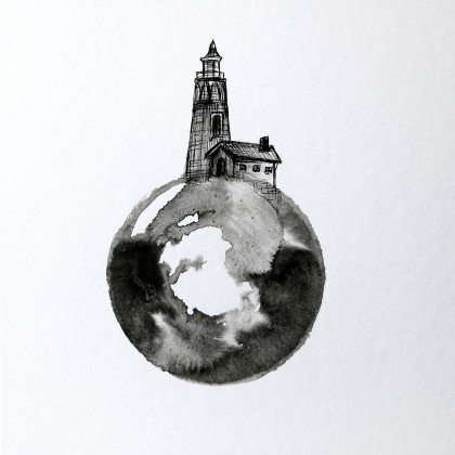 Maja Gajewska - rysunek tuszem - UNIKAT - Tusz na papierze - Latarnia morska foto #2