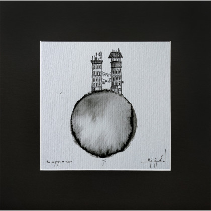 Maja Gajewska - rysunek tuszem - UNIKAT - Tusz na papierze - Kamieniczka foto #1