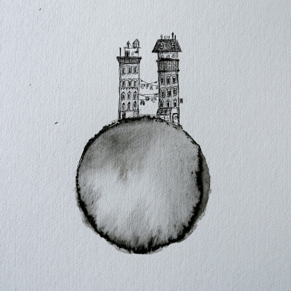 Maja Gajewska - rysunek tuszem - UNIKAT - Tusz na papierze - Kamieniczka foto #2