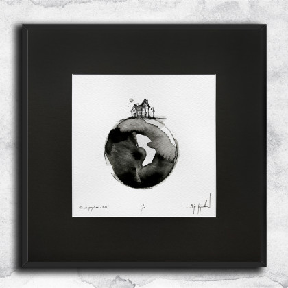 UNIKAT - Tusz na papierze - Domek (08), Maja Gajewska, rysunek tuszem