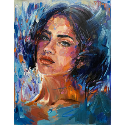PORTRET KOBIETY, Jolanta Strzelczyk, obrazy olejne