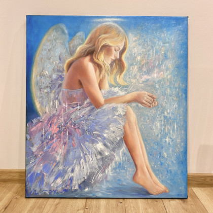 Jolanta Strzelczyk - obrazy olejne - ZATROSKANY ANIOŁ foto #1