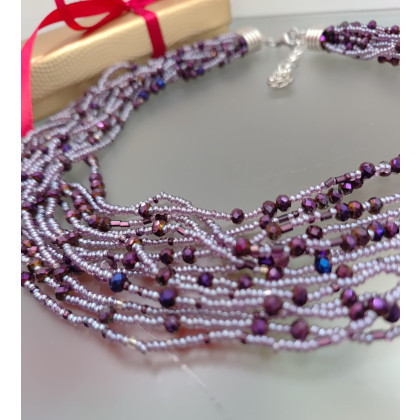 unikatart - korale,naszyjniki - Naszyjnik Fioletowe Kryształki 25.161 foto #1