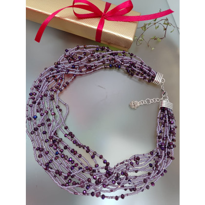 unikatart - korale,naszyjniki - Naszyjnik Fioletowe Kryształki 25.161 foto #2