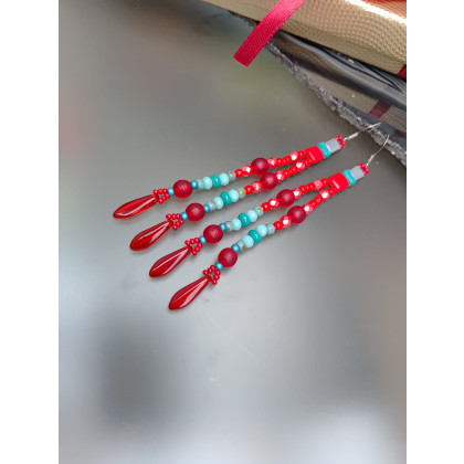unikatart - kolczyki - Kolczyki Czerwono Turkusowe Długie 25.48 foto #3