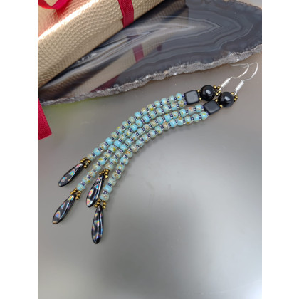 unikatart - kolczyki - Kolczyki Turkusowo Czarne Długie 25.49 foto #1