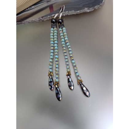 unikatart - kolczyki - Kolczyki Turkusowo Czarne Długie 25.49 foto #2