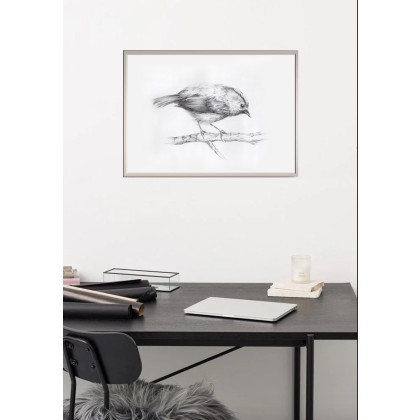 Maria Mandis - rysunek ołówkiem - ptaszek na galazce foto #1