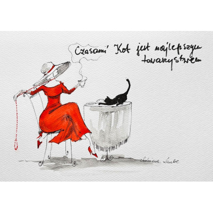 Kot najlepszym towarzystwem, Adriana Laube, obrazy akwarela