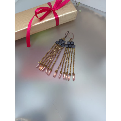 Kolczyki Czarne Złoto Tila Kostka 25.50, unikatart, kolczyki