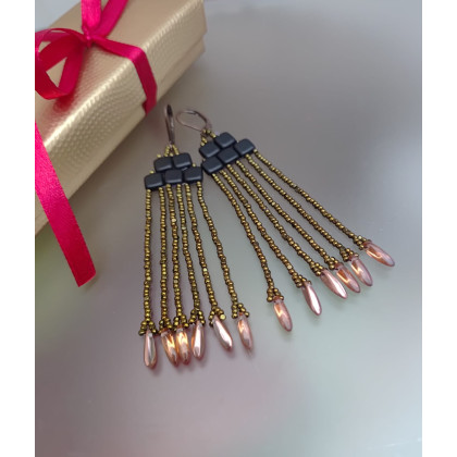 unikatart - kolczyki - Kolczyki Czarne Złoto Tila Kostka 25.50 foto #1