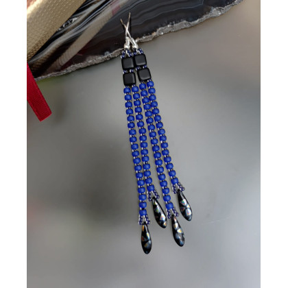 unikatart - kolczyki  - Kolczyki Szafirowe Koraliki Długie 25.51 foto #3
