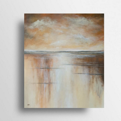 Pejzaż w brązach,złocie i pomarańczach  - obraz akrylowy 70/60 cm, Paulina Lebida, obrazy akryl