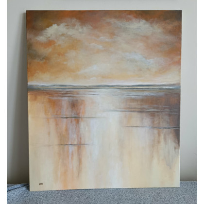 Paulina Lebida - obrazy akryl - Pejzaż w brązach,złocie i pomarańczach  - obraz akrylowy 70/60 cm foto #2