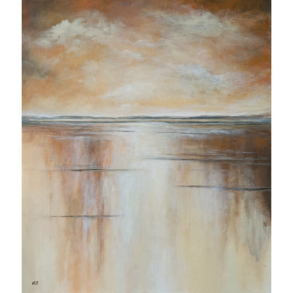 Paulina Lebida - obrazy akryl - Pejzaż w brązach,złocie i pomarańczach  - obraz akrylowy 70/60 cm foto #3