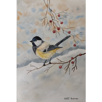 Beata Rudecka - obrazy akwarela - Akwarela Akwarelka Obraz pt: Sikorka foto #2