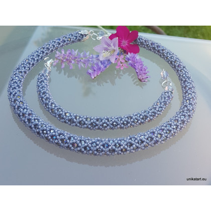 unikatart - korale,naszyjniki - Naszyjnik Sznur Koralikowy z Kryształków z Bransoletką foto #3