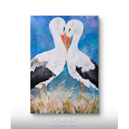 Ewa Mościszko - obrazy akryl - Obraz akrylowy pt.Bocianie  Randez-Vous , 70x50x1cm foto #1