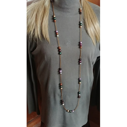 Galeria LiMaRt - korale,naszyjniki - Naszyjnik w cudnych kolorach jesieni ze szklanych pereł super PREZENT handmade foto #2