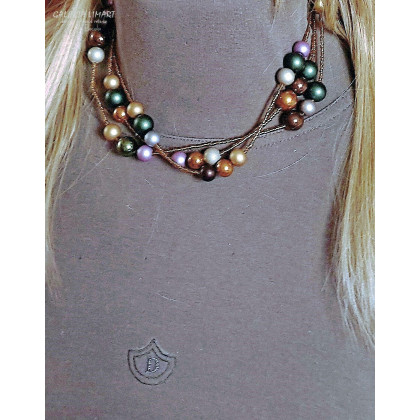 Galeria LiMaRt - korale,naszyjniki - Naszyjnik w cudnych kolorach jesieni ze szklanych pereł super PREZENT handmade foto #4
