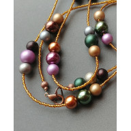 NASZYJNIK W CUDNYCH KOLORACH JESIENI ZE SZKLANYCH PEREŁ SUPER PREZENT HANDMADE