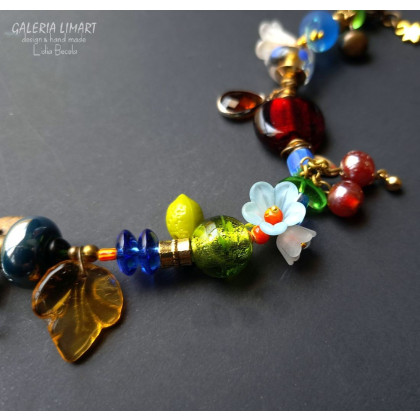 Galeria LiMaRt - bransoletki - Urocza bransoletka kwiatowa w stylu boho ręcznie robiona foto #1