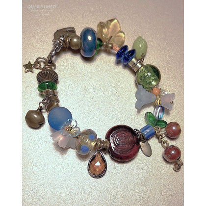 Galeria LiMaRt - bransoletki - Urocza bransoletka kwiatowa w stylu boho ręcznie robiona foto #2