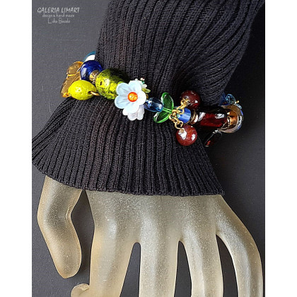 Galeria LiMaRt - bransoletki - Urocza bransoletka kwiatowa w stylu boho ręcznie robiona foto #3