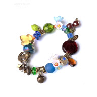 UROCZA BRANSOLETKA KWIATOWA W STYLU BOHO RĘCZNIE ROBIONA