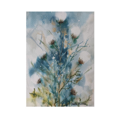 Akwarela Akwarelka Obraz pt: Ostrożeń Polny, Beata Rudecka, obrazy akwarela