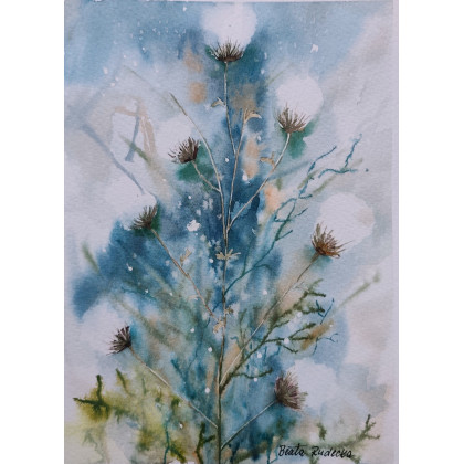 Beata Rudecka - obrazy akwarela - Akwarela Akwarelka Obraz pt: Ostrożeń Polny foto #4