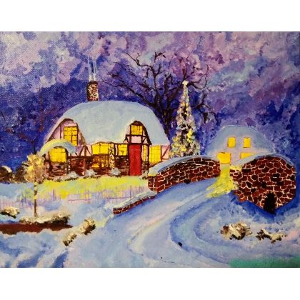 Christmas, Ewa Mościszko, olej + akryl