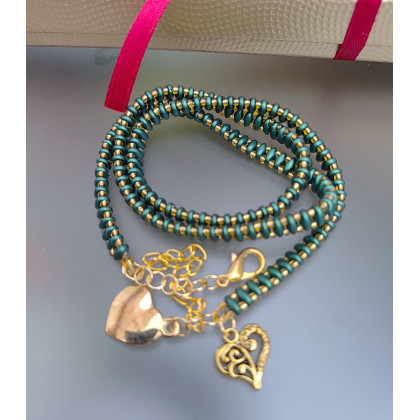 Bransoletka Zieleń Szmaragdowa Z Koralików Owijana 25.21, unikatart, bransoletki