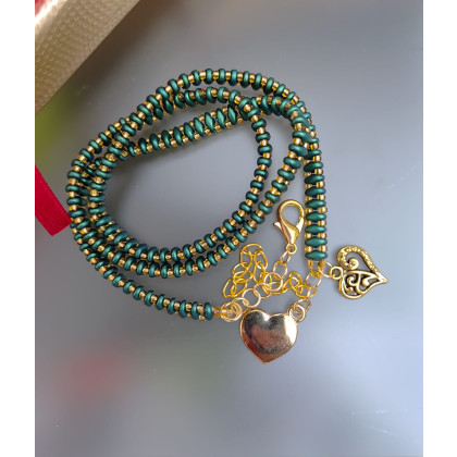 unikatart - bransoletki - Bransoletka Zieleń Szmaragdowa Z Koralików Owijana 25.21 foto #1